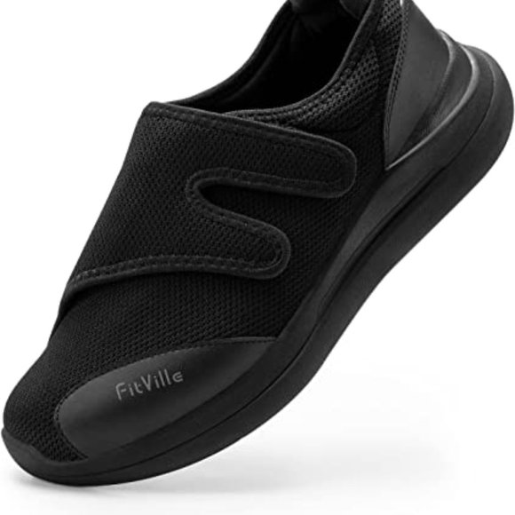 FitVille Diabetic Shoes for Men Extra Wide Width Orthopedic Slip-on Shoes Adjust - Picture 1 of 6